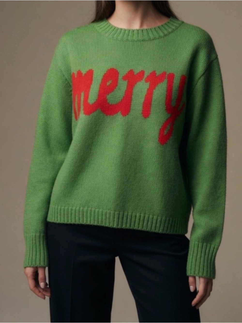 Panache Apparel Sweater Christmas MERRY Green women's Medium